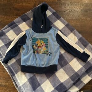Blue Kids Hoodie with Musical Design